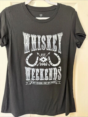 Rock & Roll Cowboy Western Graphic Tee Black Large